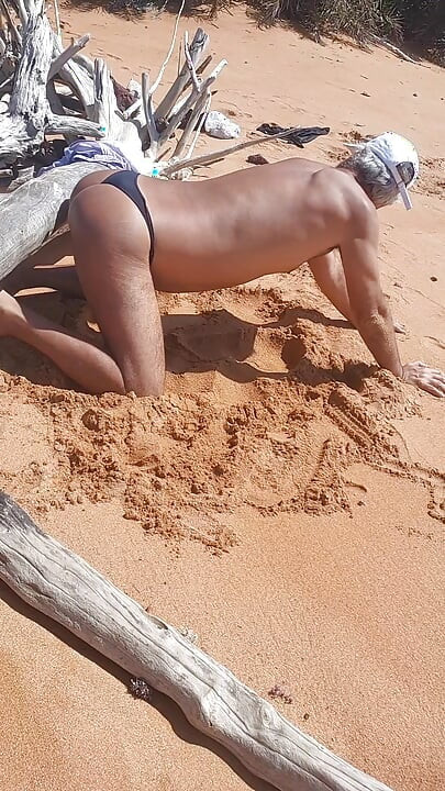 Ladysilva on the beach in panties tanning her hot ass