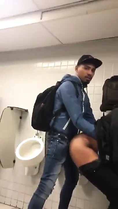 Latino fucking in public restroom