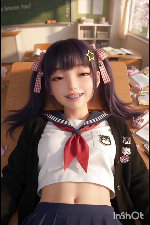 Schoolmeisje Cosplay (+18) anime, in het pauze voelt ze lust