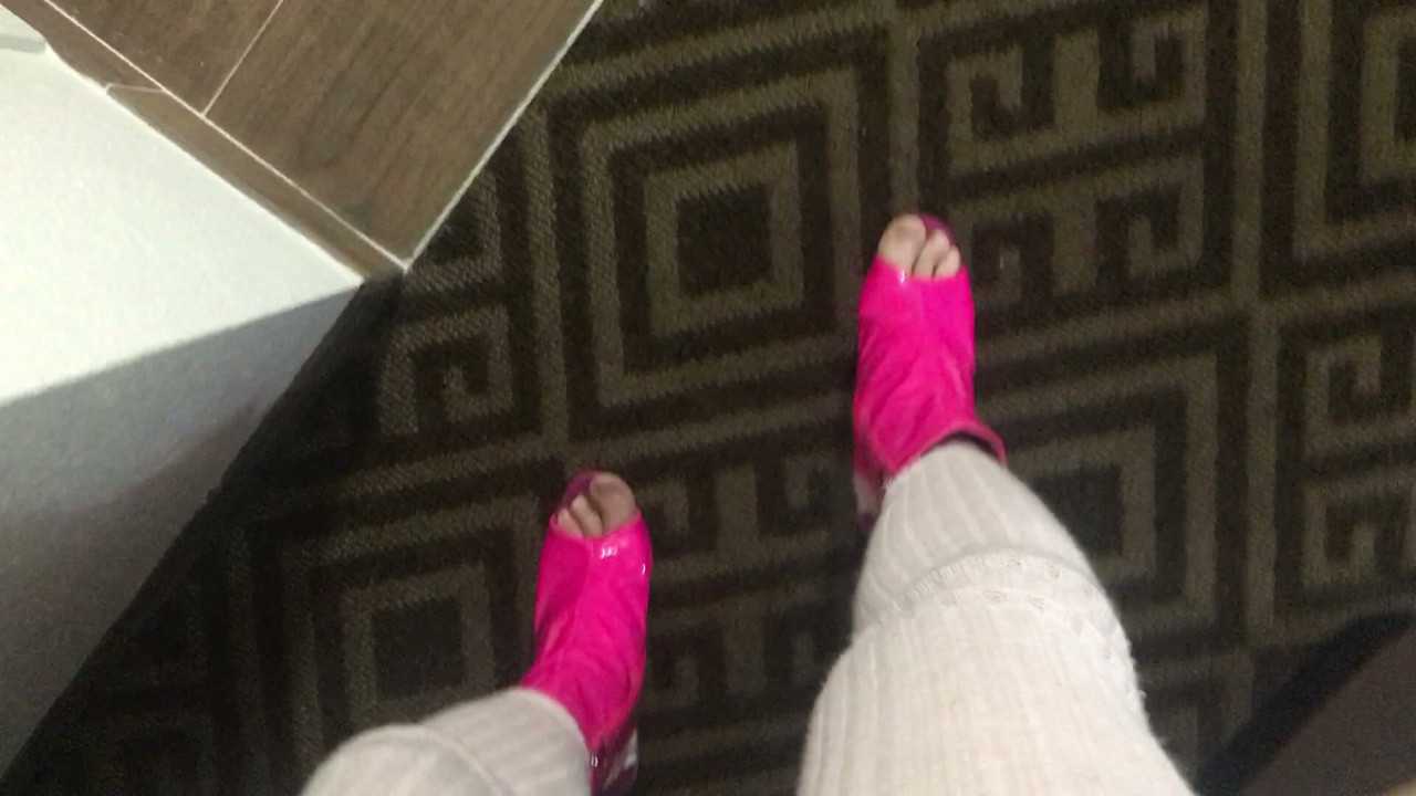 sissy slave walking in heel boots