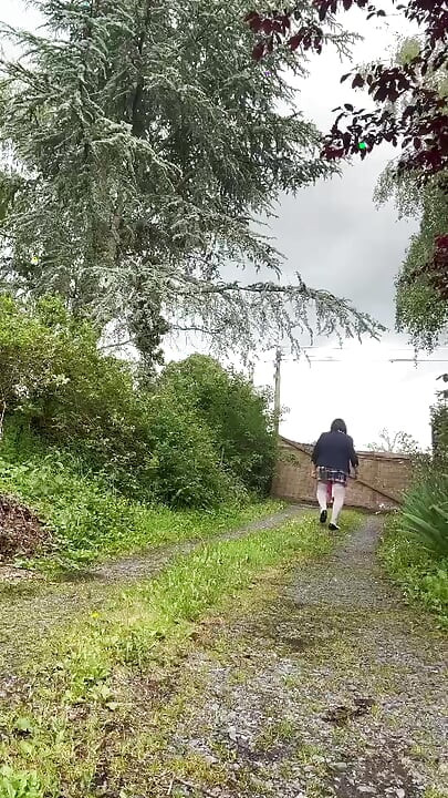 Dressed in a little plaid skirt for a night out
