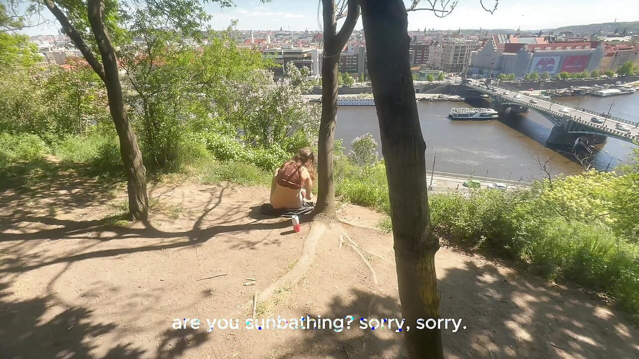 Public fun with a stranger in Prague