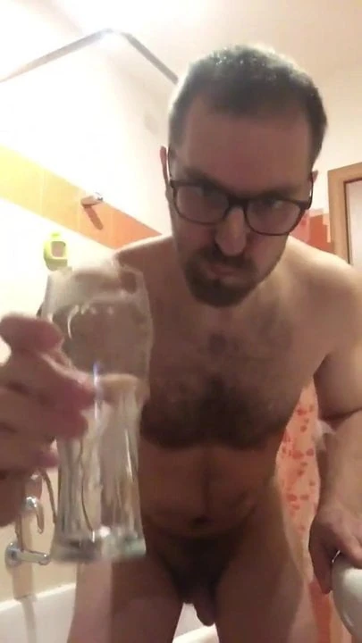 Italian bitch Enrico Avanzi drinks a glass of piss