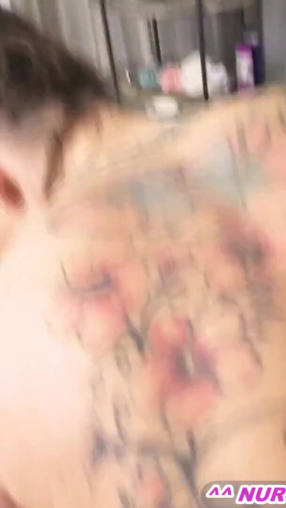 German amateur tattoo mil fucked privately at home in the bathroom | Clip 3