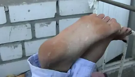 Two sexy cumshot on soles