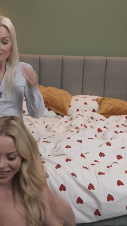 Scissoring orgasms calm down her bossy blonde neighbour - Lesbea | Clip 1