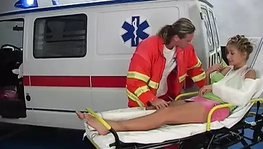 A stunning German teen gets banged hard in the ambulance