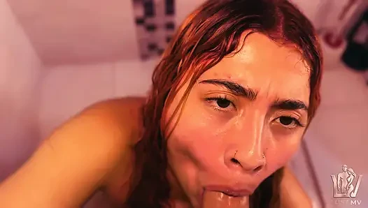 Anal in the shower with end on the face