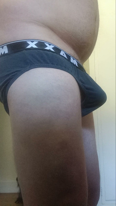Fat daddy teasing in undies
