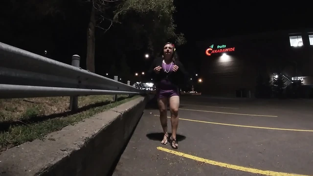 Silly Sissy is mature and a Horny fat assed CD has outdoor adenture at night