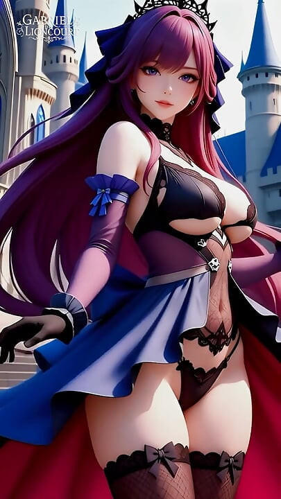 Hentai Gothic Girls with Dyed Hair Showing off Their Big Tits 2
