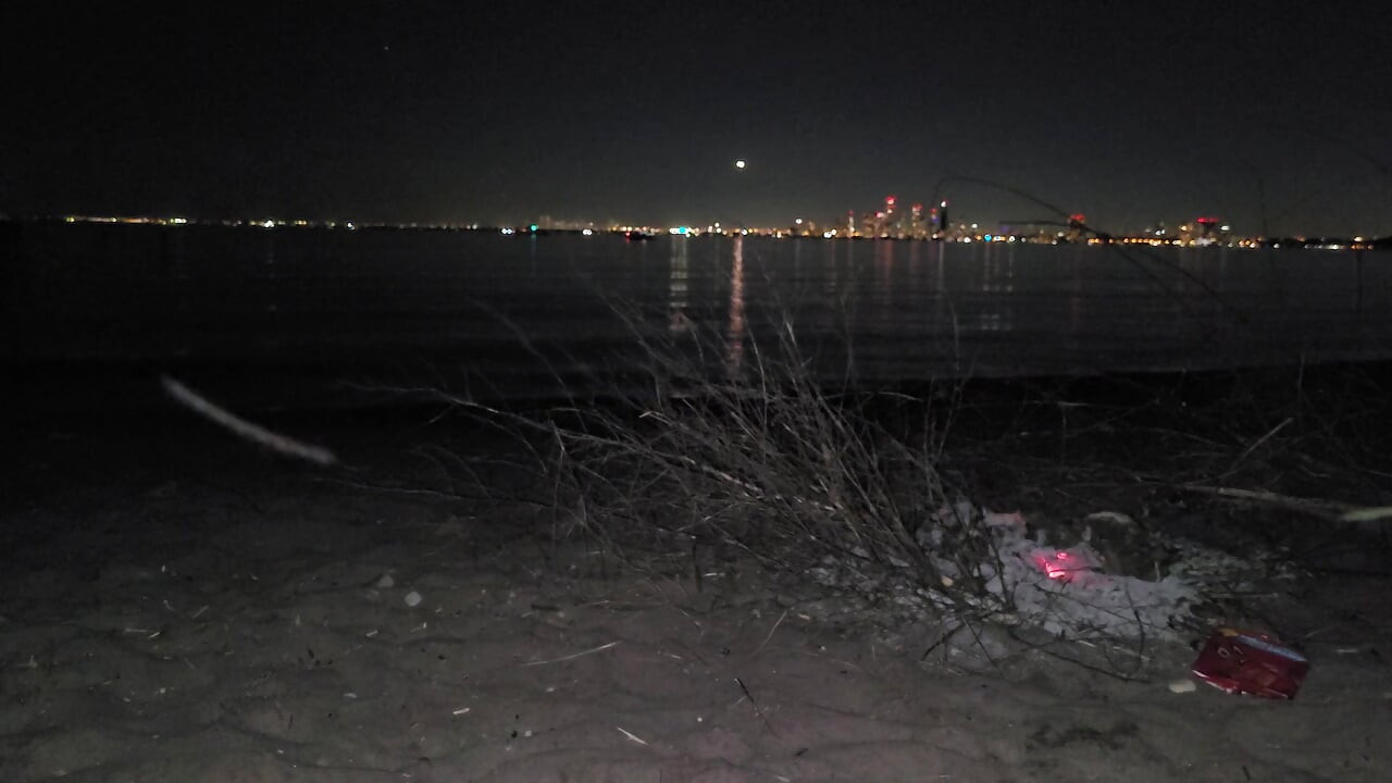 oiled masturbating and piss on the nude beach at night