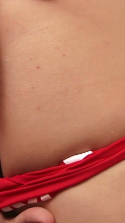 Brunette girl gets her busty body naked after school | Clip 1