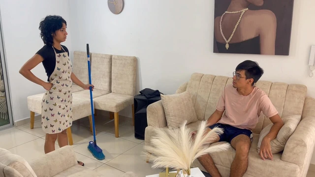 I lower my little stepsister's stress with a delicious fuck and I end up coming in her ass.