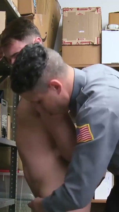 Macho perp stripped and barebacked by young officer | Clip 1