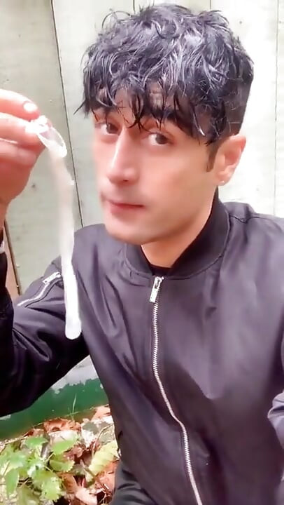 Straight Friend Left His Used Condom in Garden House so I Had His Cum, Put Condom on and Jerk off