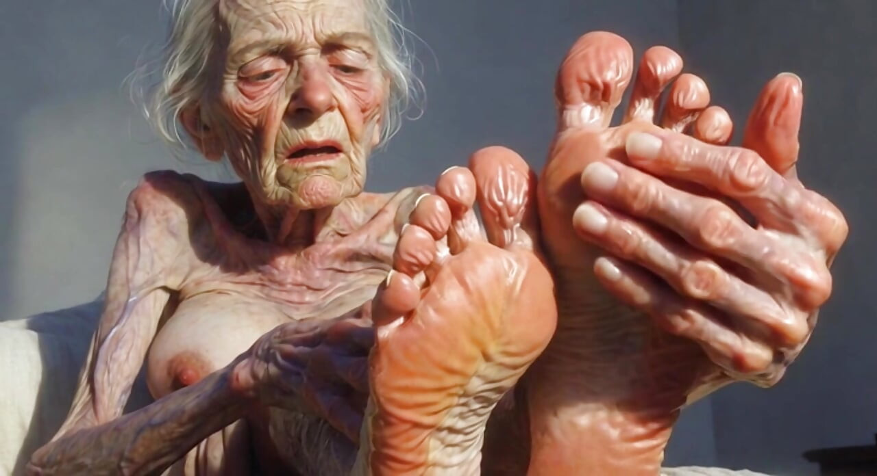 Granny Foot Oil Play - Self Massage Makes Her Horny and Dripping