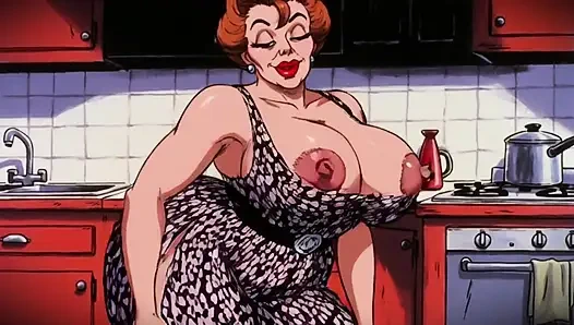 Wanita bugil di dapur ngasih kartun klasik