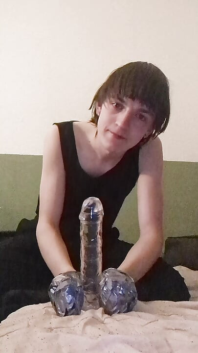 selfbondage mittens and dildo sucking