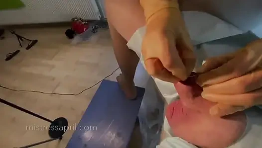 Dominatrix mistress April - clinical cock sewing