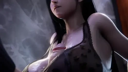 Arka odada iki kez büyük göğüslerine boşalıyor (3 boyutlu hentai)