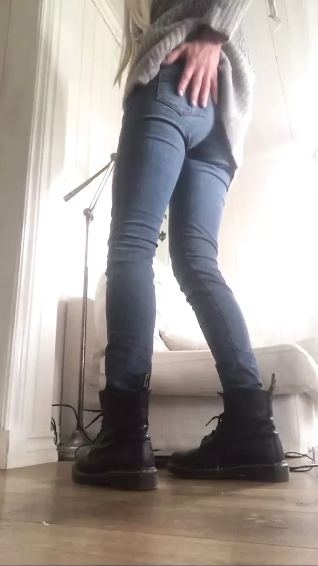 In my friends tight jeans and her small tight doc martens boots