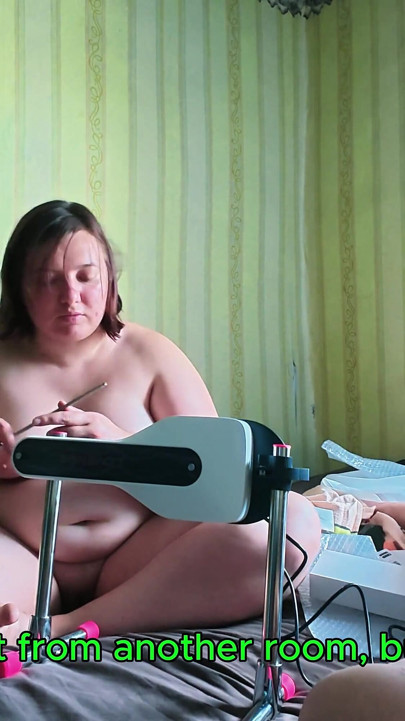 Plump Big Firm Tits Girl Oral on Lovense Sex Machine Closeup