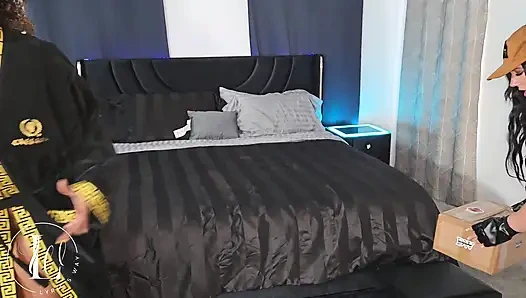 Busty BBW Delivery Girl Seduced by Couple