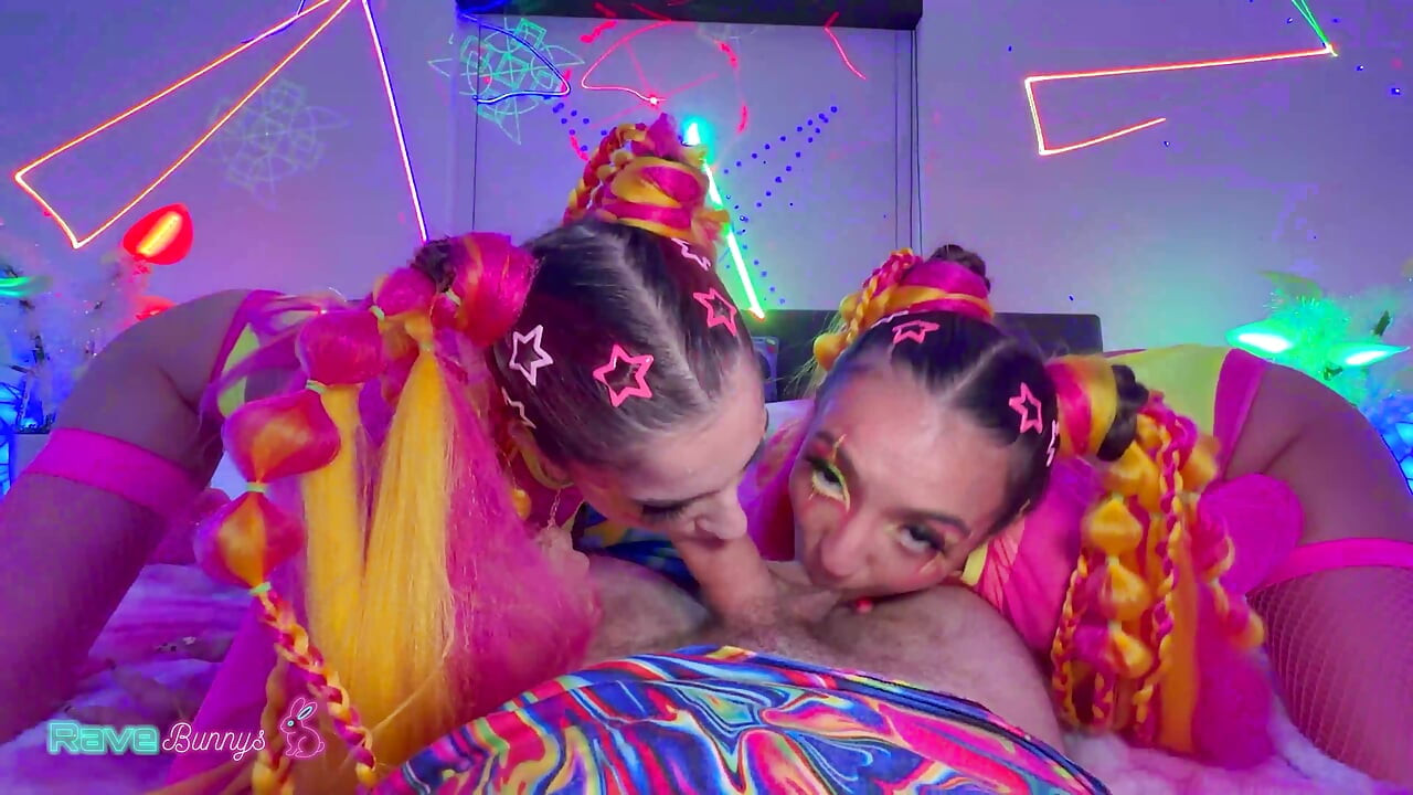 Sasha Tatcha and Madison Steele Shine in Body Paint for a Neon Threeway