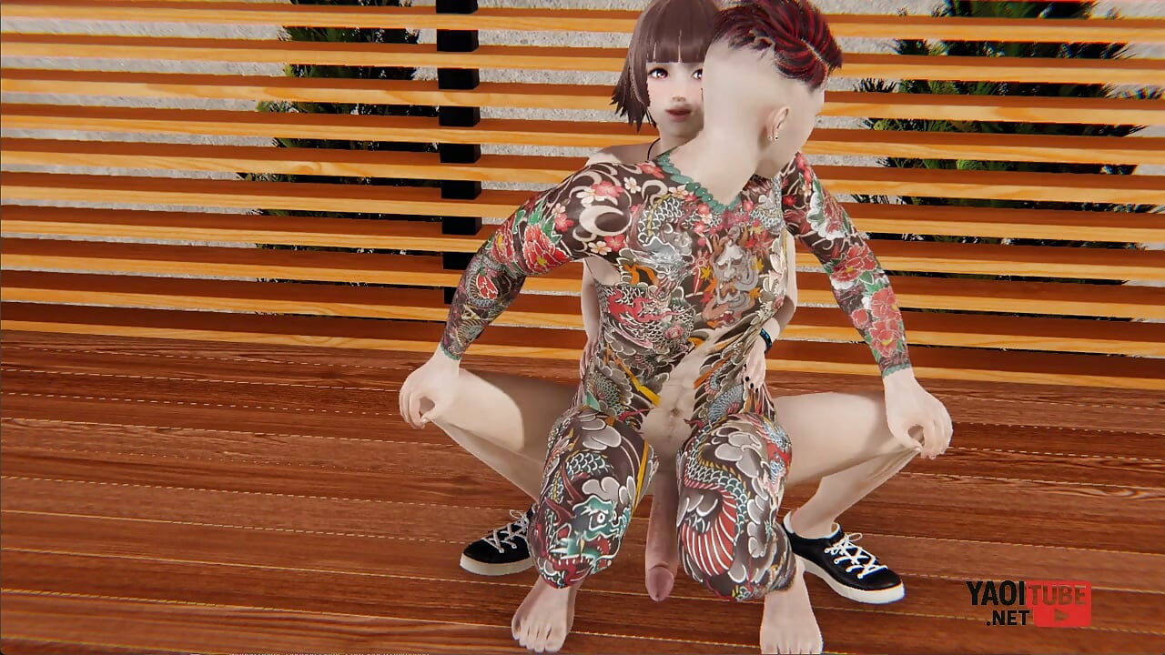Yaoi - Guy with a Fully Tattooed Body Fucked by Twink