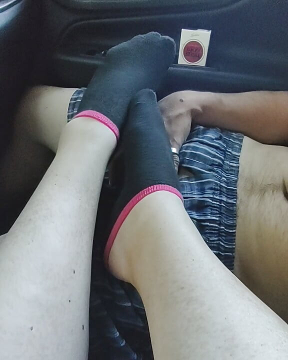 Public Footjob Sockjob With Black Girls' Ankle Socks - Cum On Socks