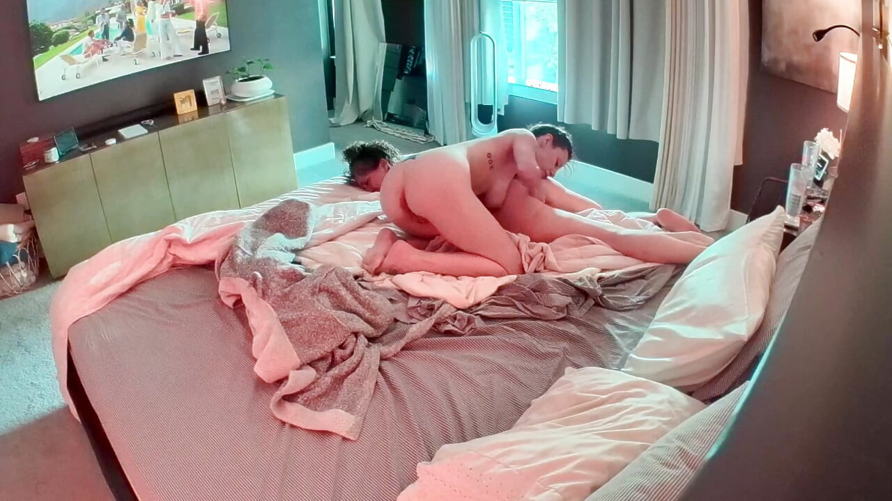 Stepmom and Stepdaughter Have Fun 69 on the Bed
