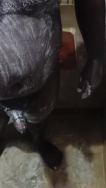 Powerful moment from "shower bathing and handjob cum"