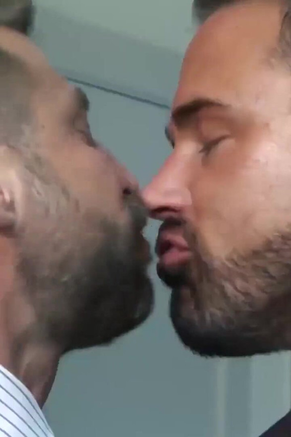 MENATPLAY - Bottom hunk in suit Logan Moore anal fucked hard