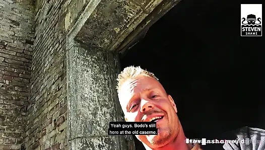 Fat-German chick Ashley Cumstar allows him to suck her big fake tits! StevenShame