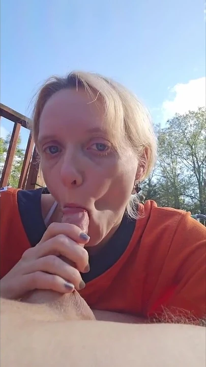 Memorable moment from "Hockey Mom gives outdoor blowjob!"