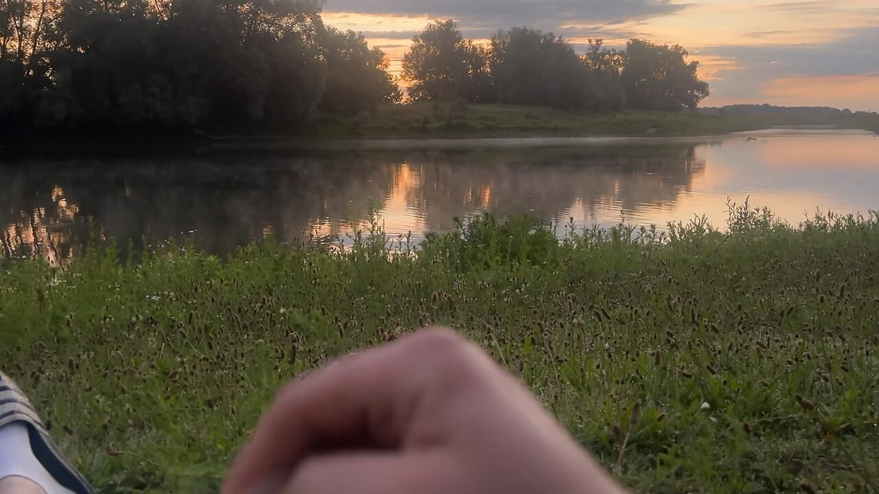 Jerk off in public, at a beautiful summer morning