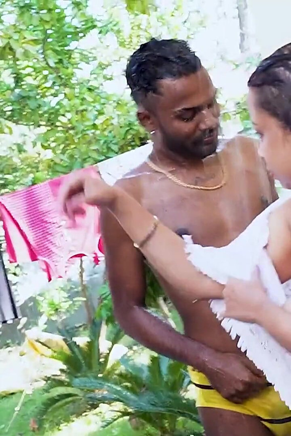 Desi Girl Bathing with Her Two Boyfreinds