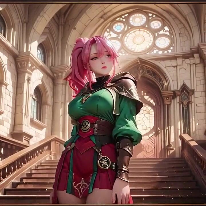 Deep Squat Teasing Under the Giant Magic Array, Green Battle Gear Stretched Tight.