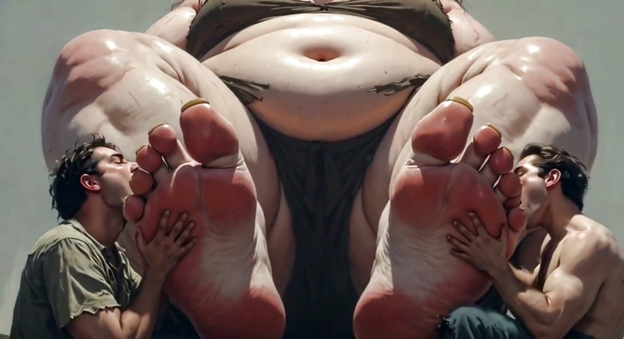 SSBBW Mistress Foot Worship - Two Slaves Cleaning Her Massive Feet