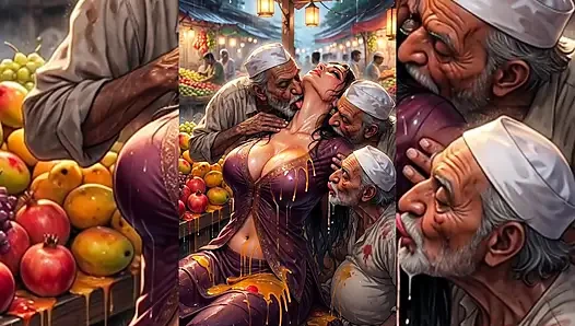 Hintli orta yaşlı seksi kadınlar ve yenge pis müslüman erkekler tarafından tamamen domine ediliyor - halka açık gruplama ve yolsuzluk