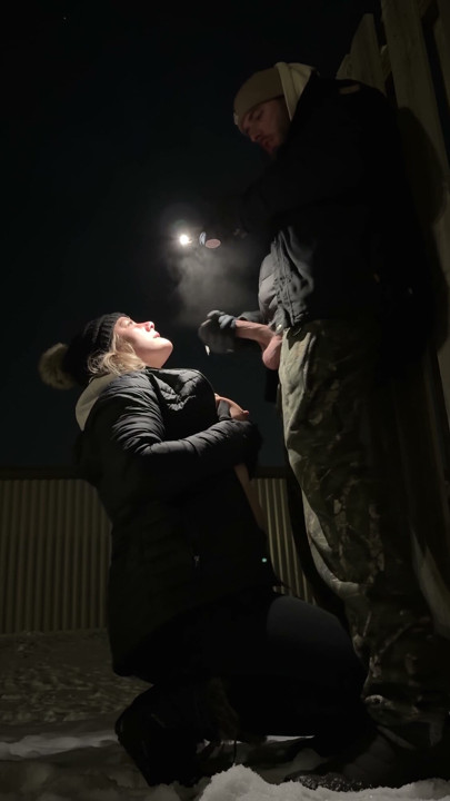 Sucking Cock and Getting Tits Frosted in 0 Degrees | Clip 1