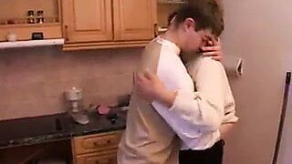 Stepmom & stepson have a sex on the kitchen