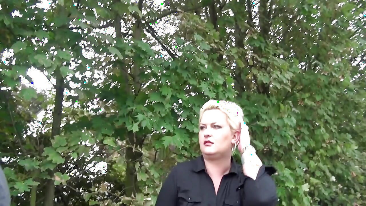Sexy chubby blonde picked up and anally fucked outdoor