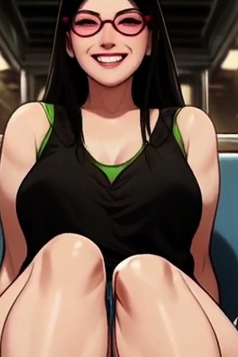 Garota Hentai Lin te dá um footjob no trem