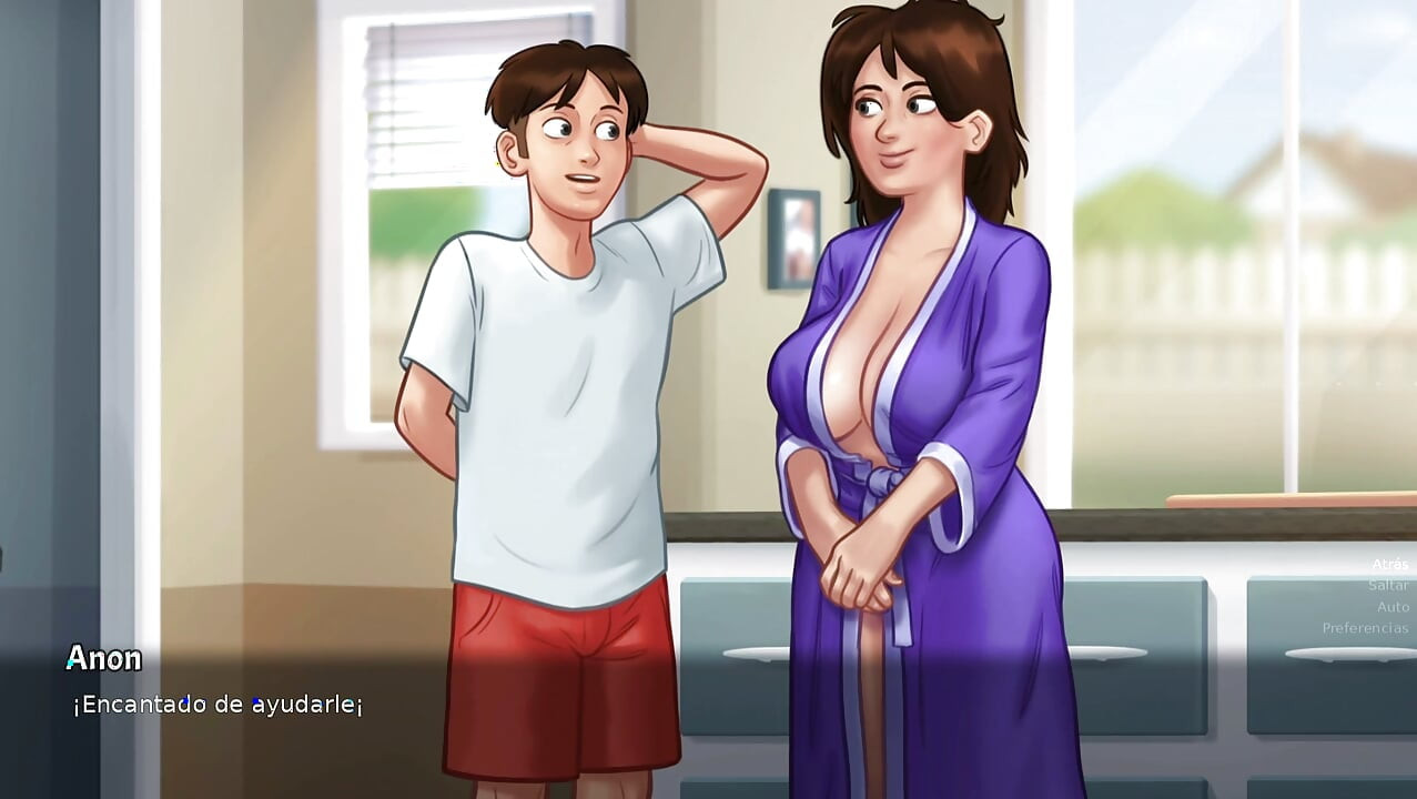 A perverted stepmom keeps jumping on her tenant's huge penis until it dries up - summertime saga +18