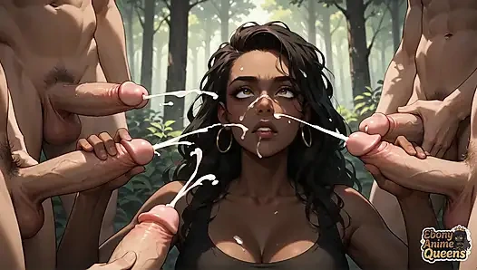 Лесное оральное блаженство с всплеском спермы - черное XXX порно!