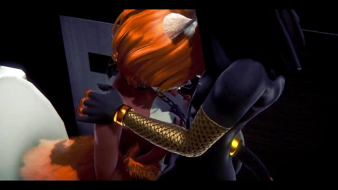 Hentai poilu - Anubis le levrette avec une foxygirl dans les toilettes - manga asiatique japonais, jeu de film porno