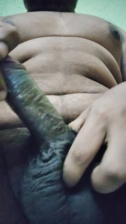 Desi bengali boy huge black cock masturbation with oil close up