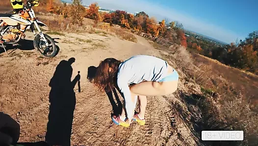 ROUGH ANAL ON DIRTY MOTORCYCLE. MIA BANDINI